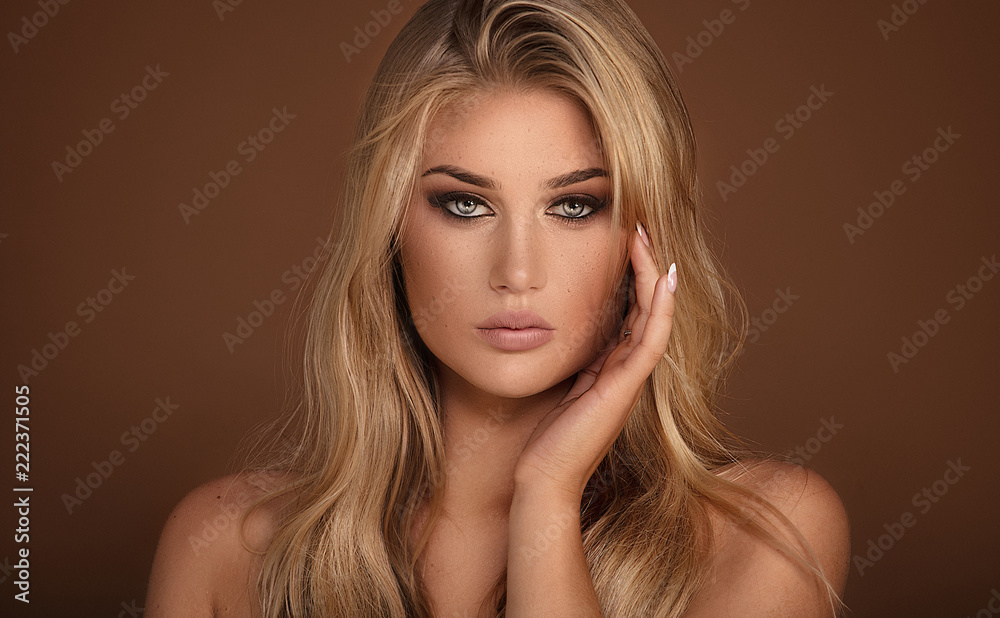 Beautiful woman with freckles.