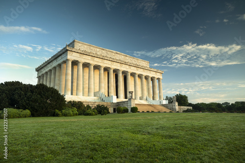 Statue of Abraham Lincoln Memorial on the National Mall in Washington DC USA