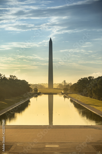 Photography Washington DC Monument and the US Capitol Building across the reflecting pool fr
