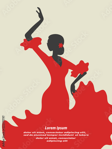 Flamenco dancer vector illustration. Spanish girl.