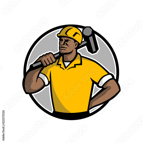 African American Demolition Worker Mascot