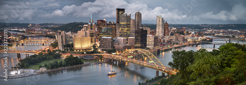 Pittsburgh city downtown skyline landscape view over the Monongahela and Allegheny River