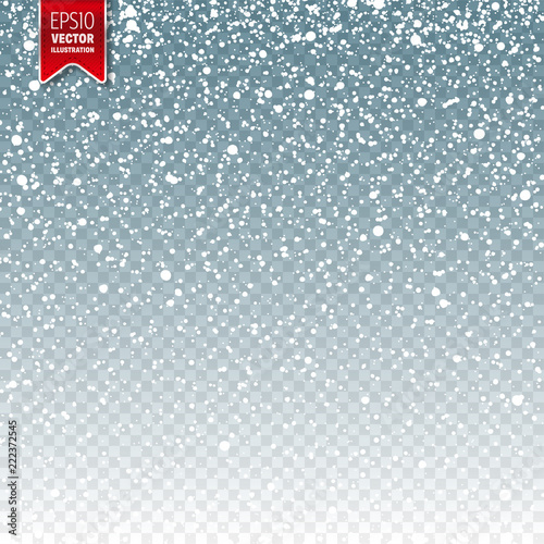 Snow with snowflakes. Winter blue background for Christmas or New Year holidays. Falling snow effect. Frost storm, snowfall, ice.