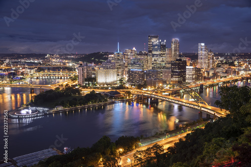 Pittsburgh city downtown skyline landscape view over the Monongahela and Allegheny River