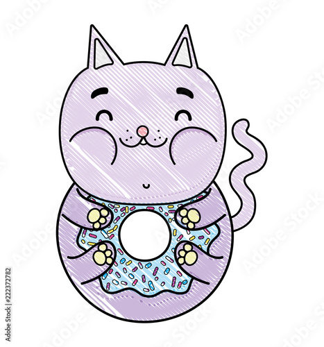 grated kawaii delicious funny cat donut
