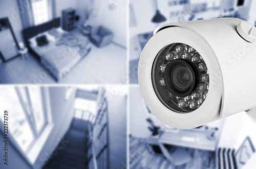 Different rooms under CCTV camera surveillance, above view