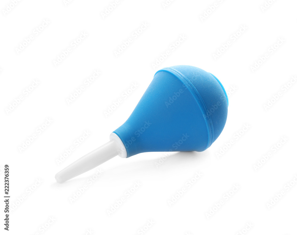 Blue enema on white background. Medical treatment Blue enema on white background. Medical treatment
