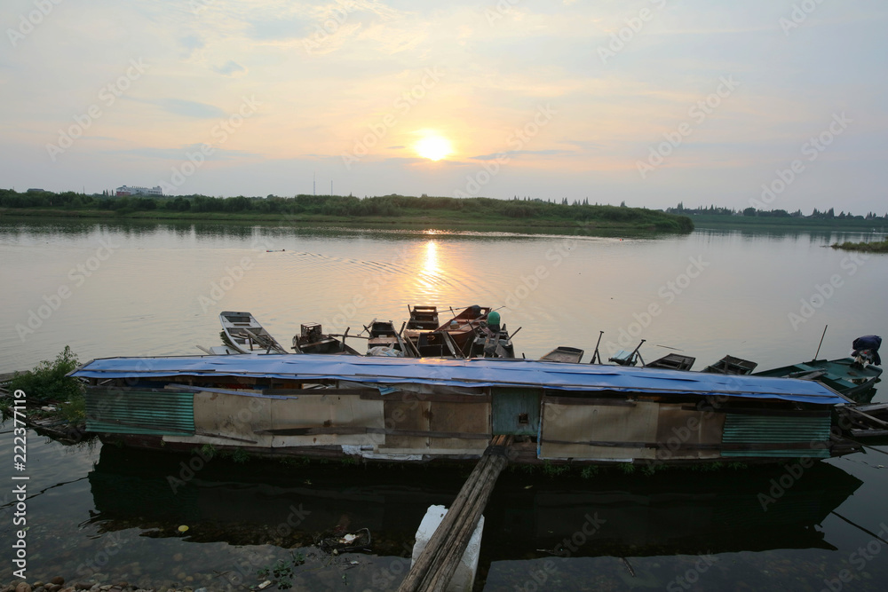 China inland river fishing port wharf China inland river fishing port wharf
