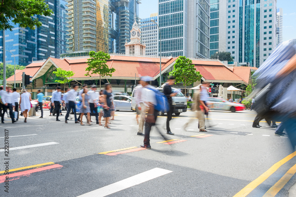 People in Singapore business center