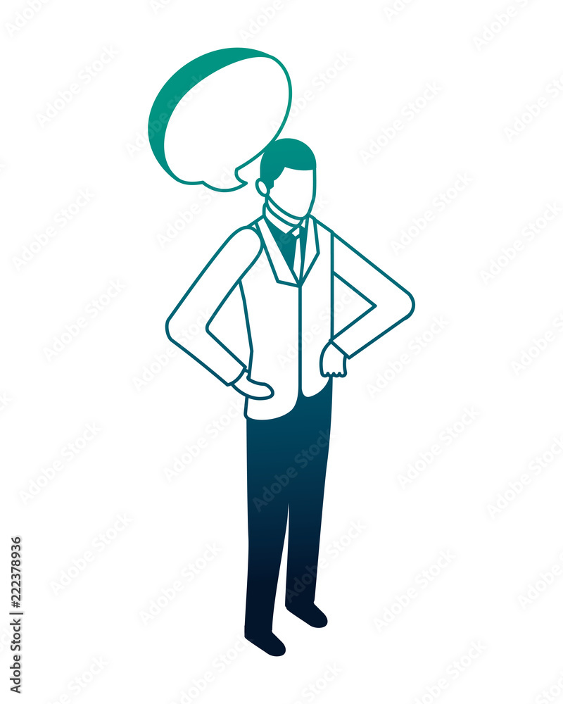 elegant businessman with speech bubble character elegant businessman with speech bubble character
