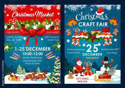 Christmas fair decoration vector posters