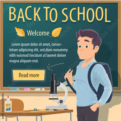 Back to school student study in classroom poster