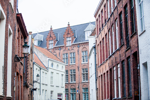 Houses representative of the traditional architecture of the historical Bruges town