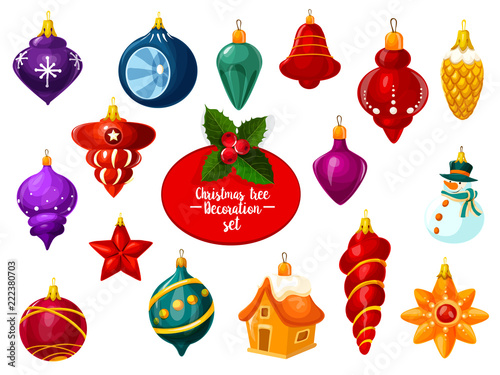 Christmas ornament, ball and New Year bauble icon