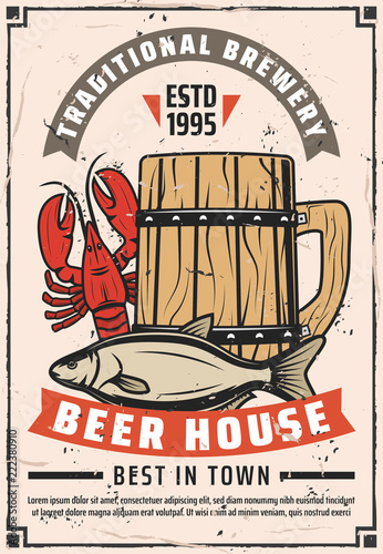 Beer brewery house retro advertisement poster