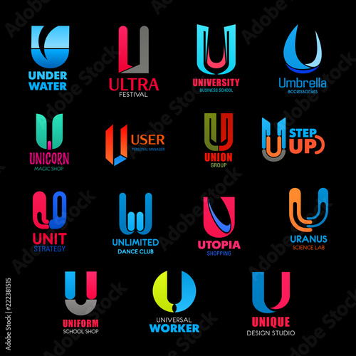 Company name, university and business letters U