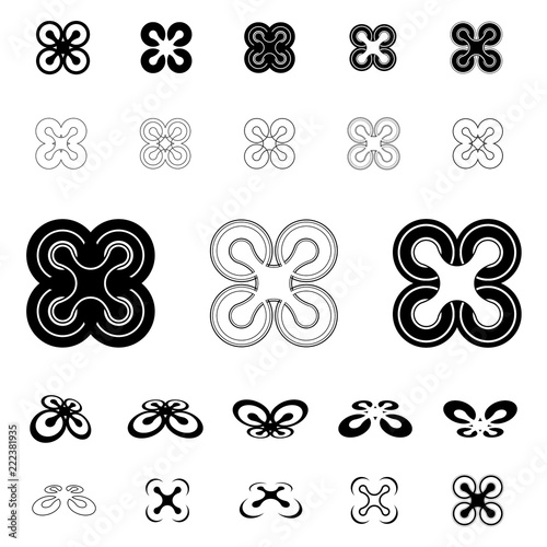 Set of 20 Drone Quadcopter Image Icons