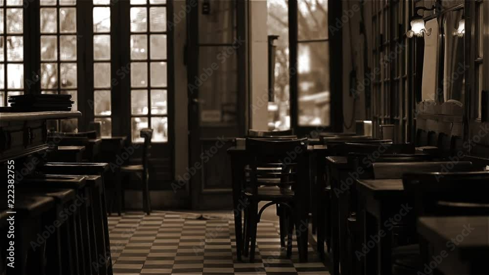 Interior of a Traditional Argentinean Cafe. Sepia Tone.