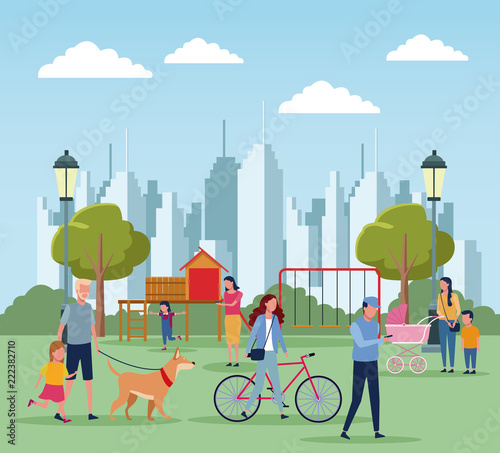 Families in park