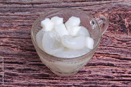 Nipa palm fruit and macapuno coconut ,gelatinous coconut, in syrup