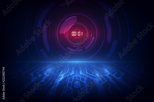 Abstract Futuristic Technology Background with Digital number timer concept and countdown, vector transparent