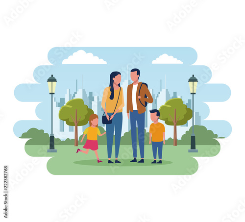 Family in park