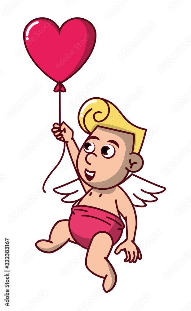 Cupid with heart shaped balloon