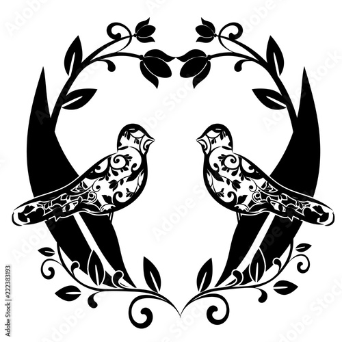 Wallpaper Mural graphic element flourishes with birds Torontodigital.ca