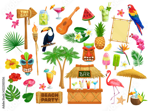 hawaiian beach party icons photo