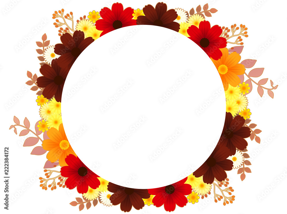 Obraz premium チョコレートコスモスとキバナコスモスのフレーム