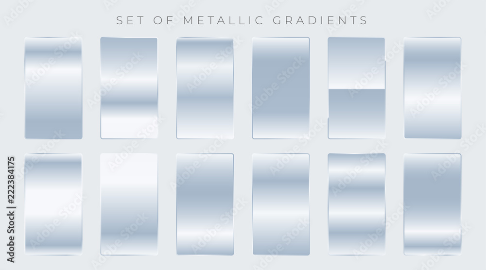 set of shiny silver gradients Stock Vector | Adobe Stock