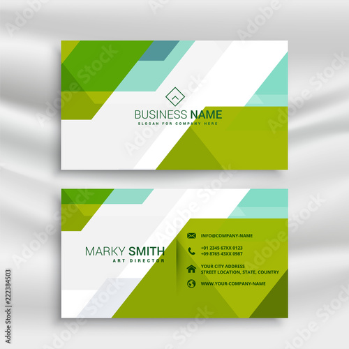 abstract green and white business card