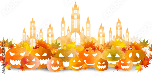 ハロウィン　城　秋　背景 