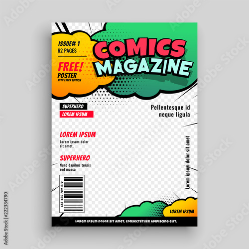 comic book cover page template design