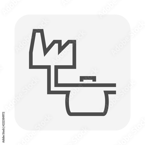 Septic tank icon, Septic tank is an underground chamber made of concrete, fiberglass, or plastic through which domestic wastewater or sewage flow for basic treatment, Vector illustration design icon.
