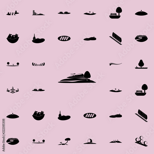 tree at the foot of the mountain icon. Park and landscape icons universal set for web and mobile