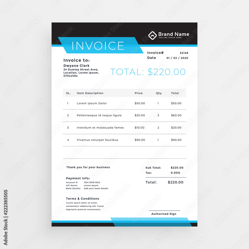 geometric style invoice template design in blue shade geometric style invoice template design in blue shade