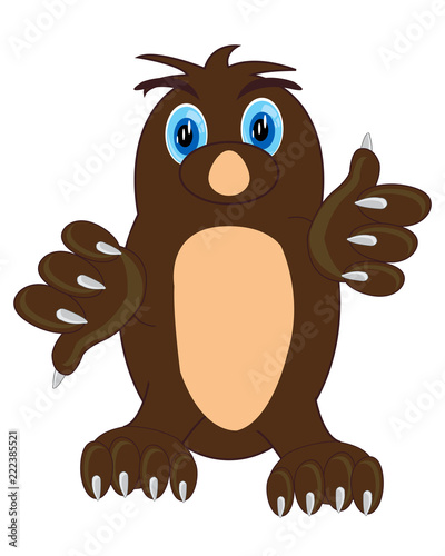 Cartoon animal digger mole on white background