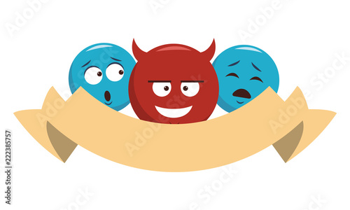 Chat emoticons with ribbon banner
