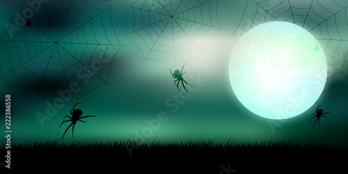 ハロウィン　クモ　秋　背景 