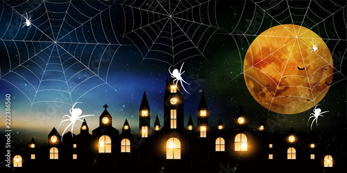 ハロウィン　城　秋　背景 