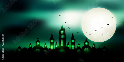 ハロウィン　城　秋　背景 