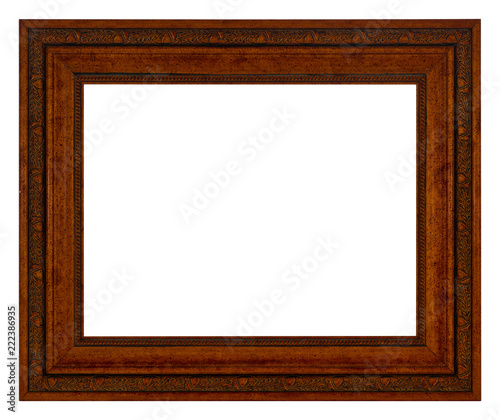 An isolated wooden frame for photos and art