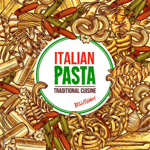 Italian pasta farfalle,spaghetti and fettuccine