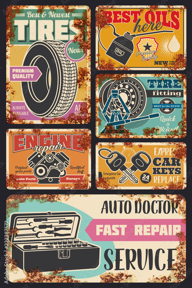 Fototapeta Car auto diagnostic service center rust posters