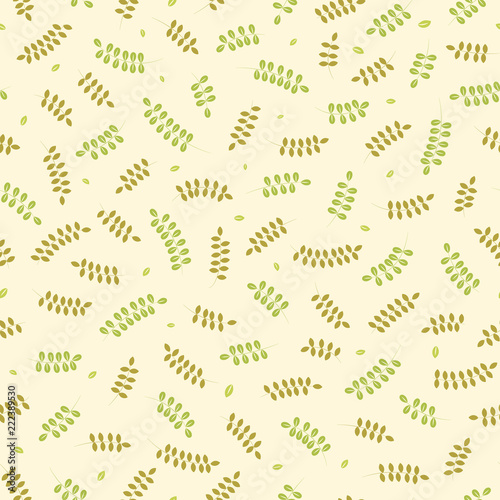Seamless floral pattern with small leaves on light background. Ditsy print.