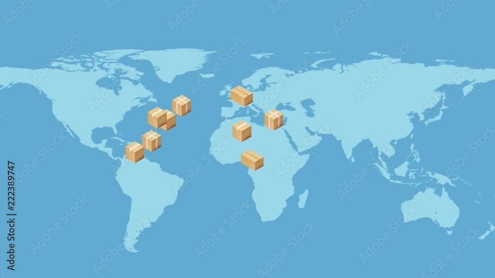 USA map with Cardboard Boxes. Global logistics, shipping and worldwide delivery business concept. HD animation. USA map with Cardboard Boxes. Global logistics, shipping and worldwide delivery business concept. HD animation.