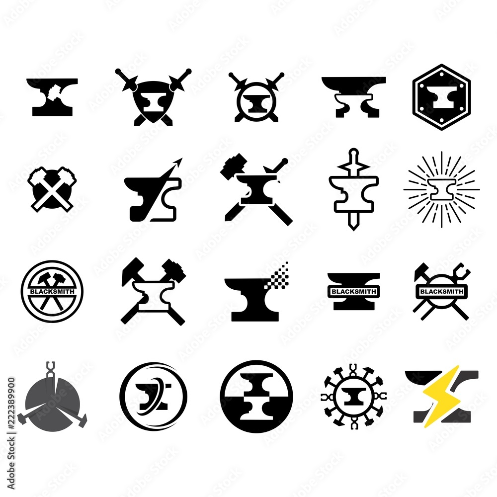 Blacksmith Logo. Industry Icon. Steel Symbol. Vector Eps 08. Stock