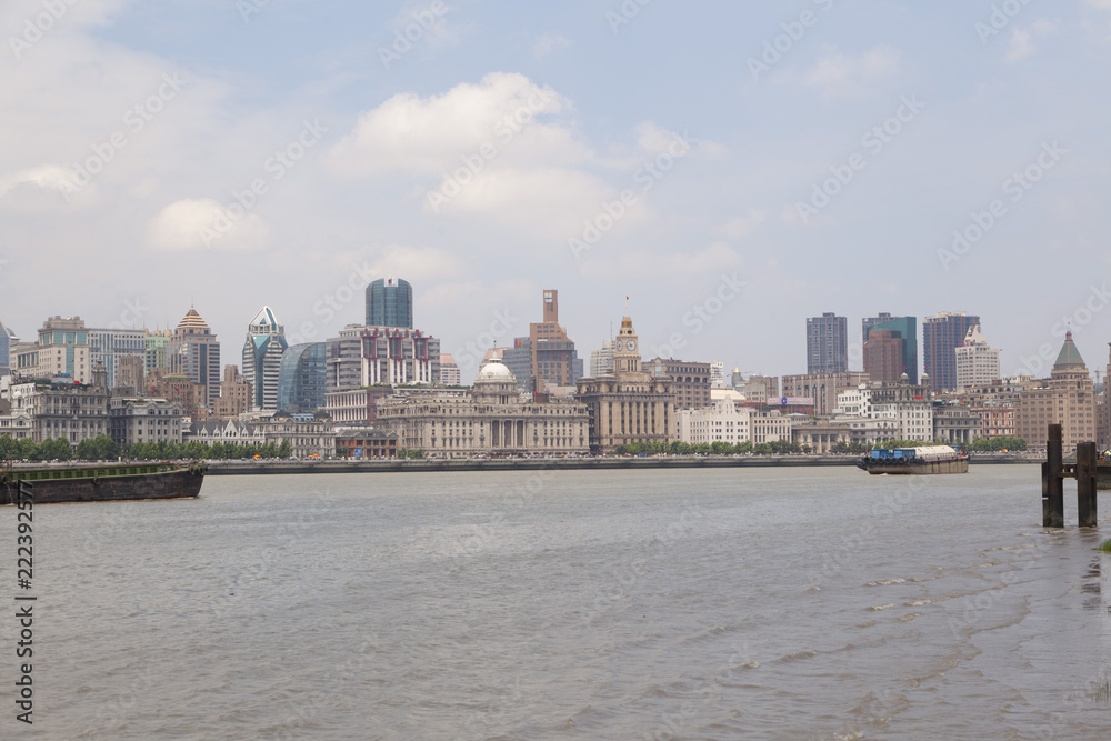 View of the Bund on summer day in Shanghai,China.