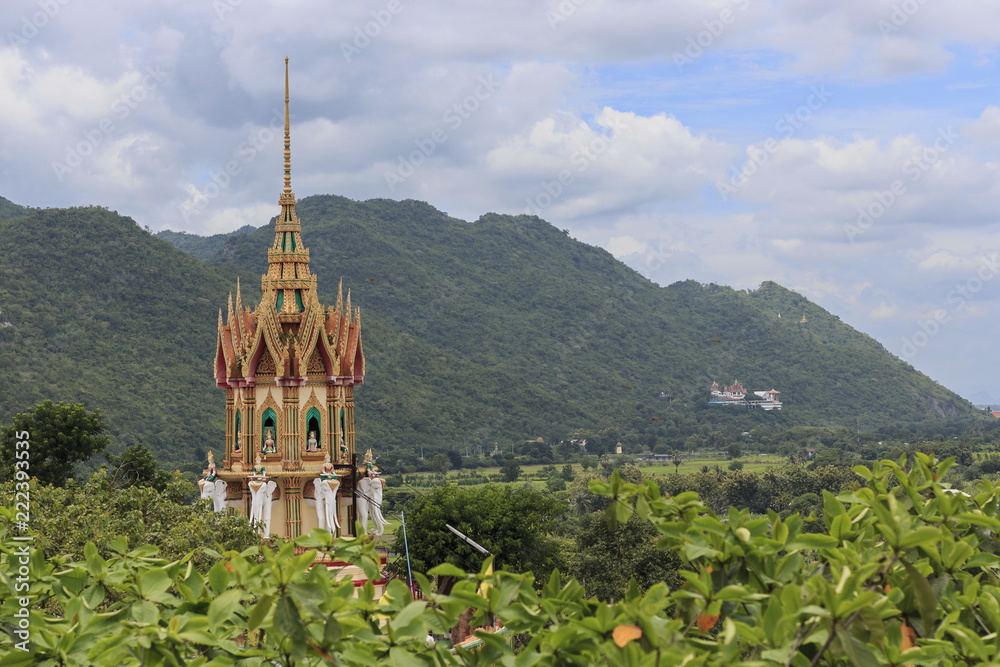 The pagoda with the temple roof in Thailand.